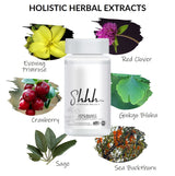 Shhh… Menopause Wellness – Meno Balance Full Phase Plus – Holistic Herbal Extracts – Evening Primrose – Red Clover – Cranberry – Ginkgo Biloba – Sage – Sea Buckthorn