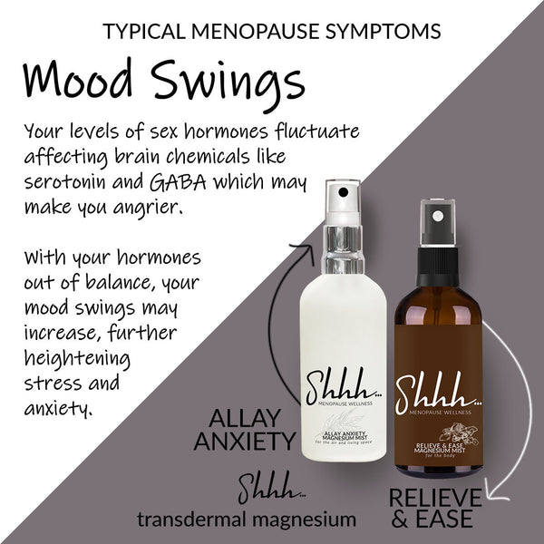 Typical Menopause Symptoms – Mood Swings – Shhh... Menopause Wellness – Allay Anxiety – Relieve & Ease – Transderma Magnesium