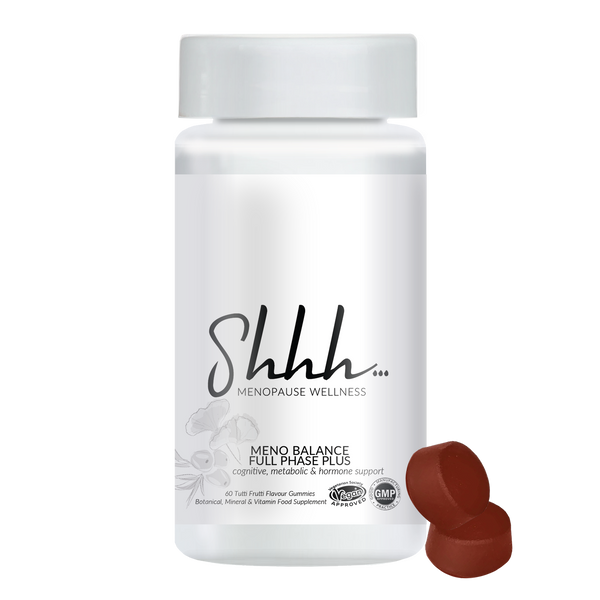 Shhh… Menopause Wellness Meno Balance Full Phase Plus Gummies. Cognitive, Metabolics & Hormone Support. 60 Gummies. Vegan Approved Botanical & Milneral & Vitamin Supplement.